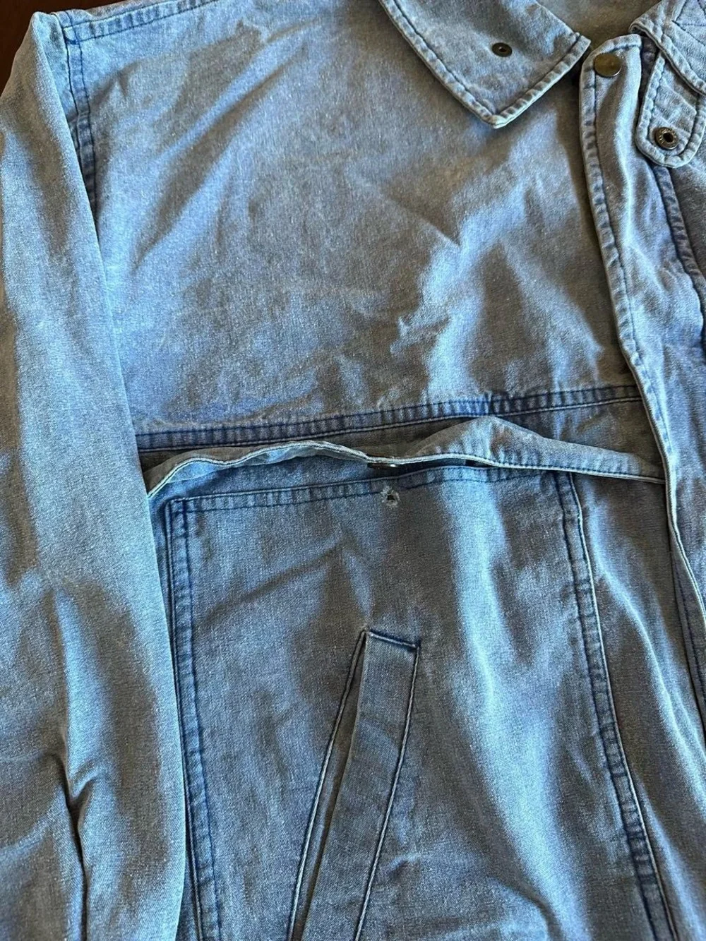 Vintage Denim Bomber Jacket Men’s XL Faded Blue Full Zip Boxy Jacket